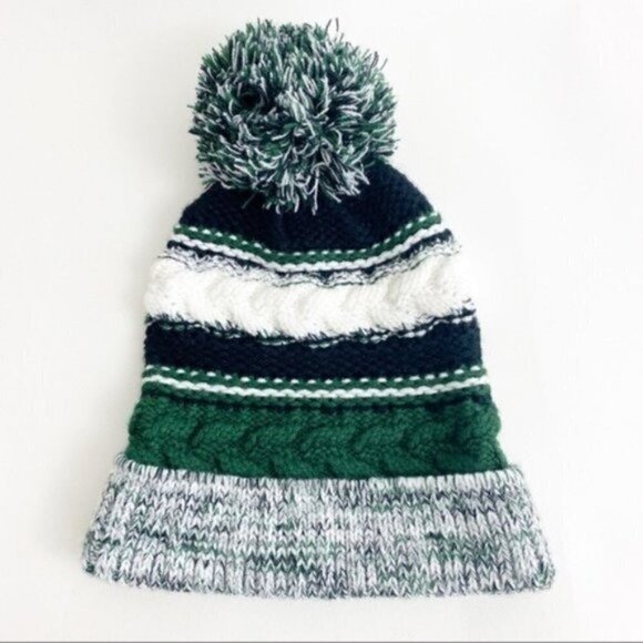 Sport-tek Winter knit Pom-Pom toboggan hat “rams” winter Sports Pom Pom Striped - Picture 4 of 7